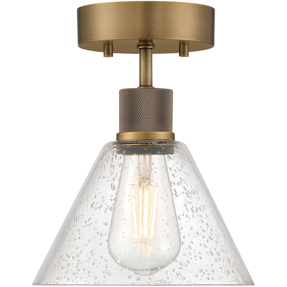 Port Nine LED 8 inch Antique Brushed Brass Semi-Flush Ceiling Light