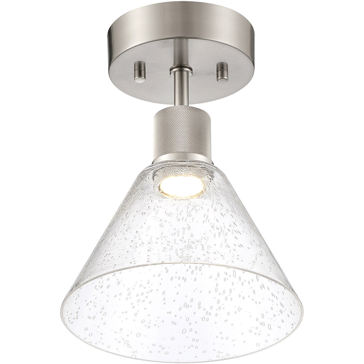 Port Nine LED 8 inch Brushed Steel Semi-Flush Ceiling Light in Seeded