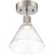 Port Nine LED 8 inch Brushed Steel Semi-Flush Ceiling Light in Seeded