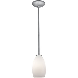 Champagne LED 5 inch Brushed Steel Pendant Ceiling Light in Opal
