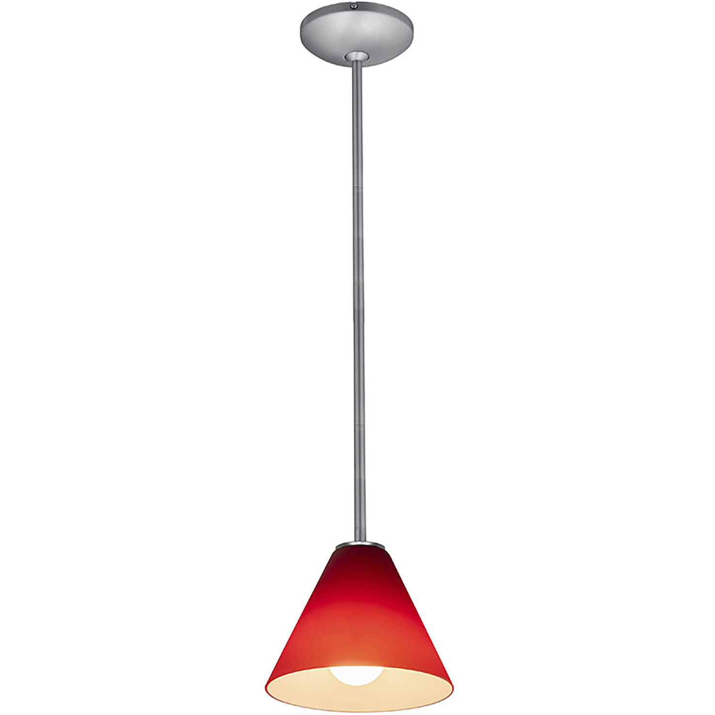 Martini 1 Light 7.25 inch Brushed Steel Pendant Ceiling Light in Red