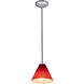 Martini 1 Light 7.25 inch Brushed Steel Pendant Ceiling Light in Red