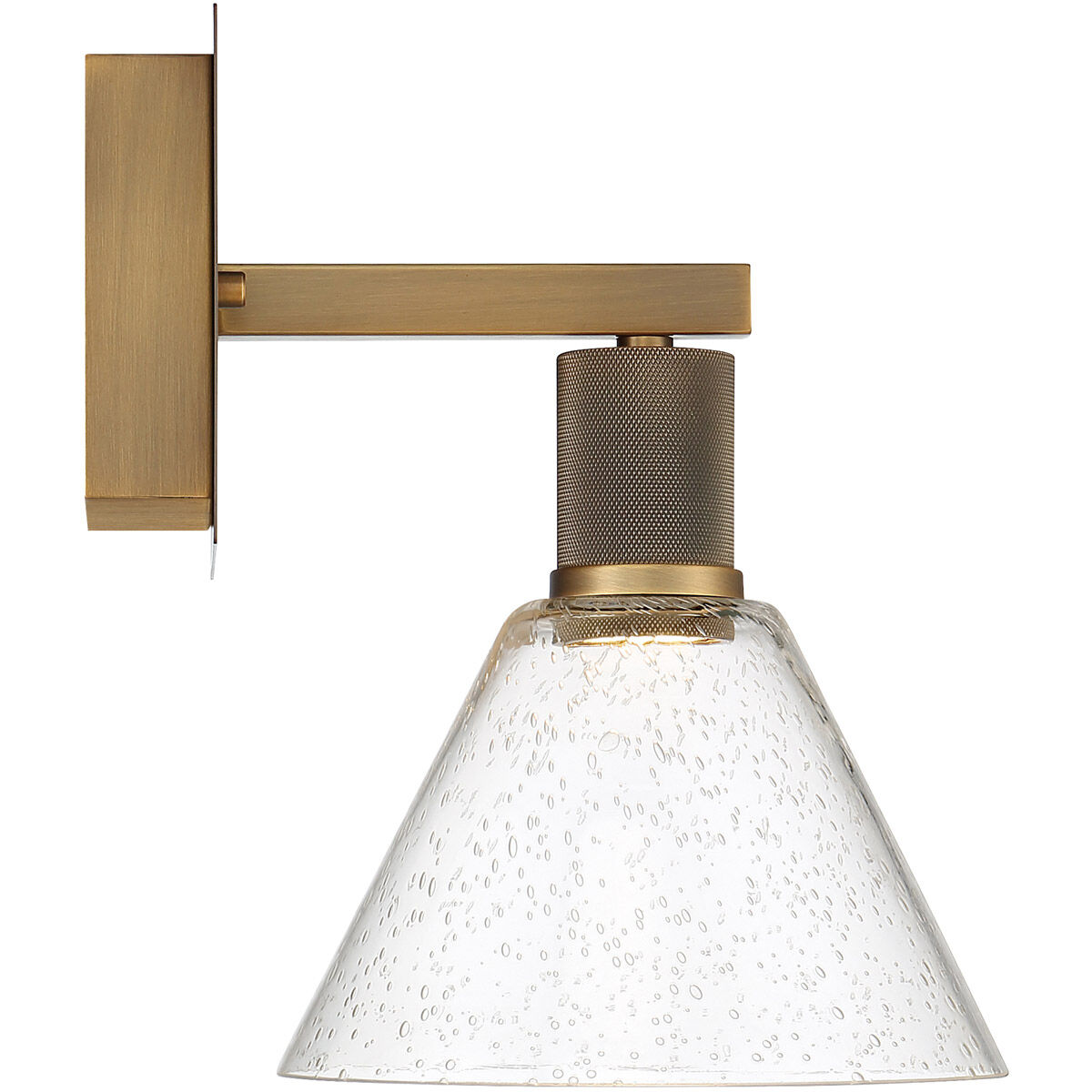 Port Nine Wall Sconce Wall Light in Seeded, Antique Brushed Brass