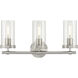Lily 3 Light 20 inch Brushed Steel Vanity/Bath Bar Wall Light