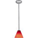 Martini 1 Light 7.25 inch Brushed Steel Pendant Ceiling Light in Red