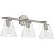 Katie 3 Light 24 inch Brushed Steel Vanity/Bath Bar Wall Light