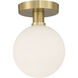 Michelle 7 inch Antique Brass Semi Flush Ceiling Light