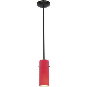 Cylinder 1 Light Oil Rubbed Bronze Pendant Ceiling Light in Red, Rod
