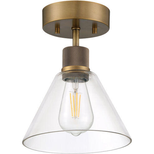 Port Nine LED 8 inch Antique Brushed Brass Semi-Flush Ceiling Light