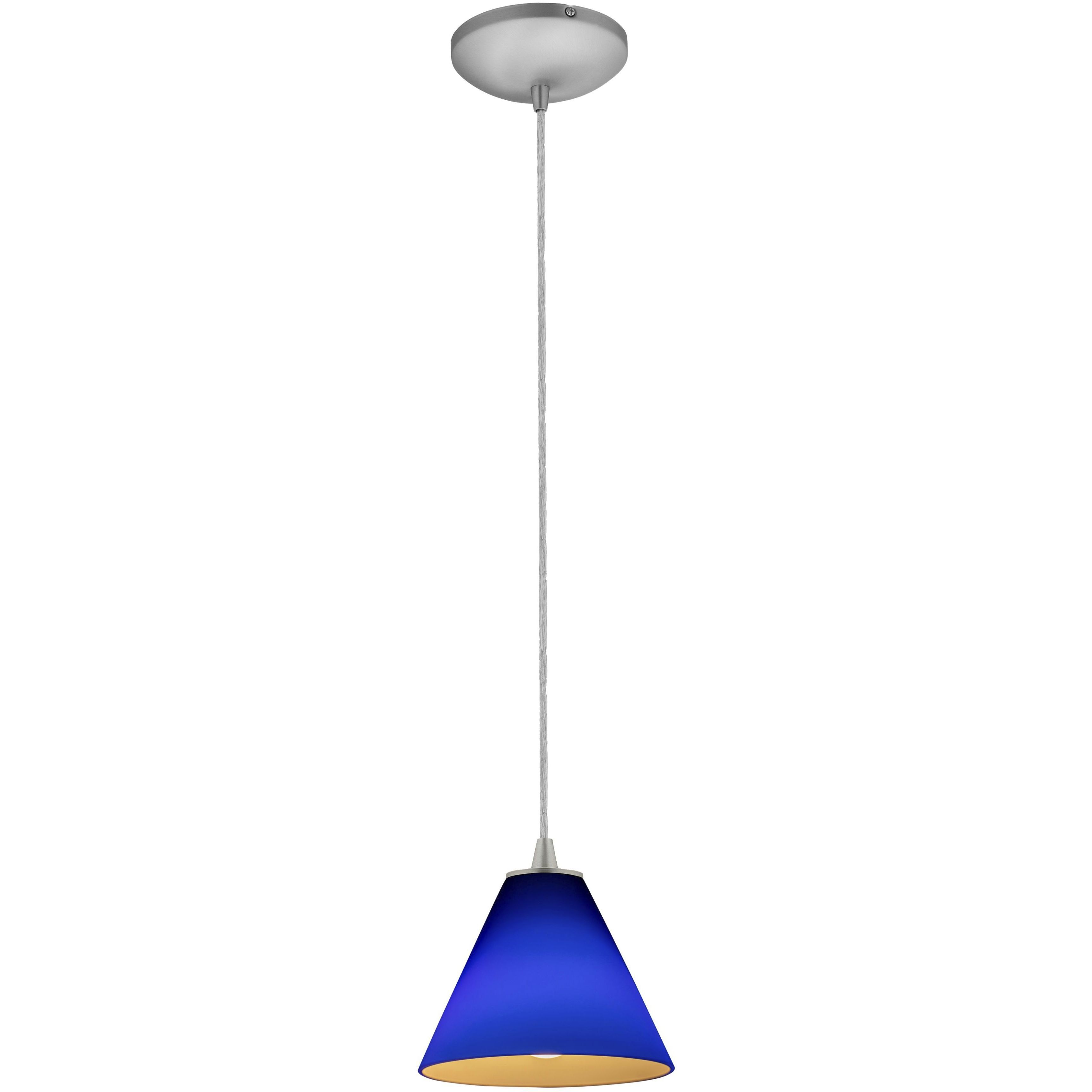 Martini LED 7 inch Brushed Steel Pendant Ceiling Light in Cobalt