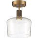 Port Nine LED 9 inch Antique Brushed Brass Semi-Flush Ceiling Light in Clear