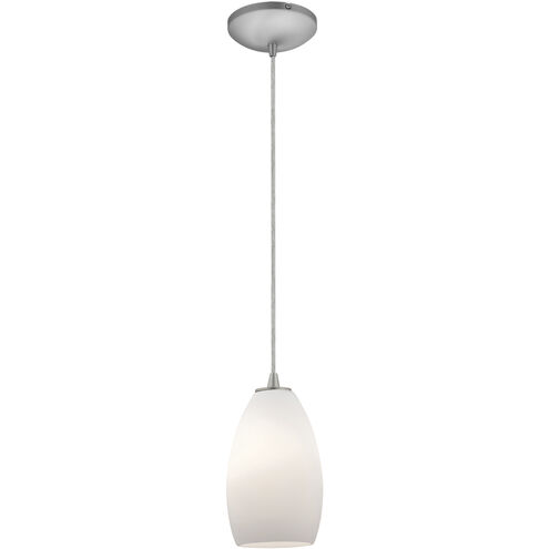 Champagne LED 5 inch Brushed Steel Pendant Ceiling Light in Opal
