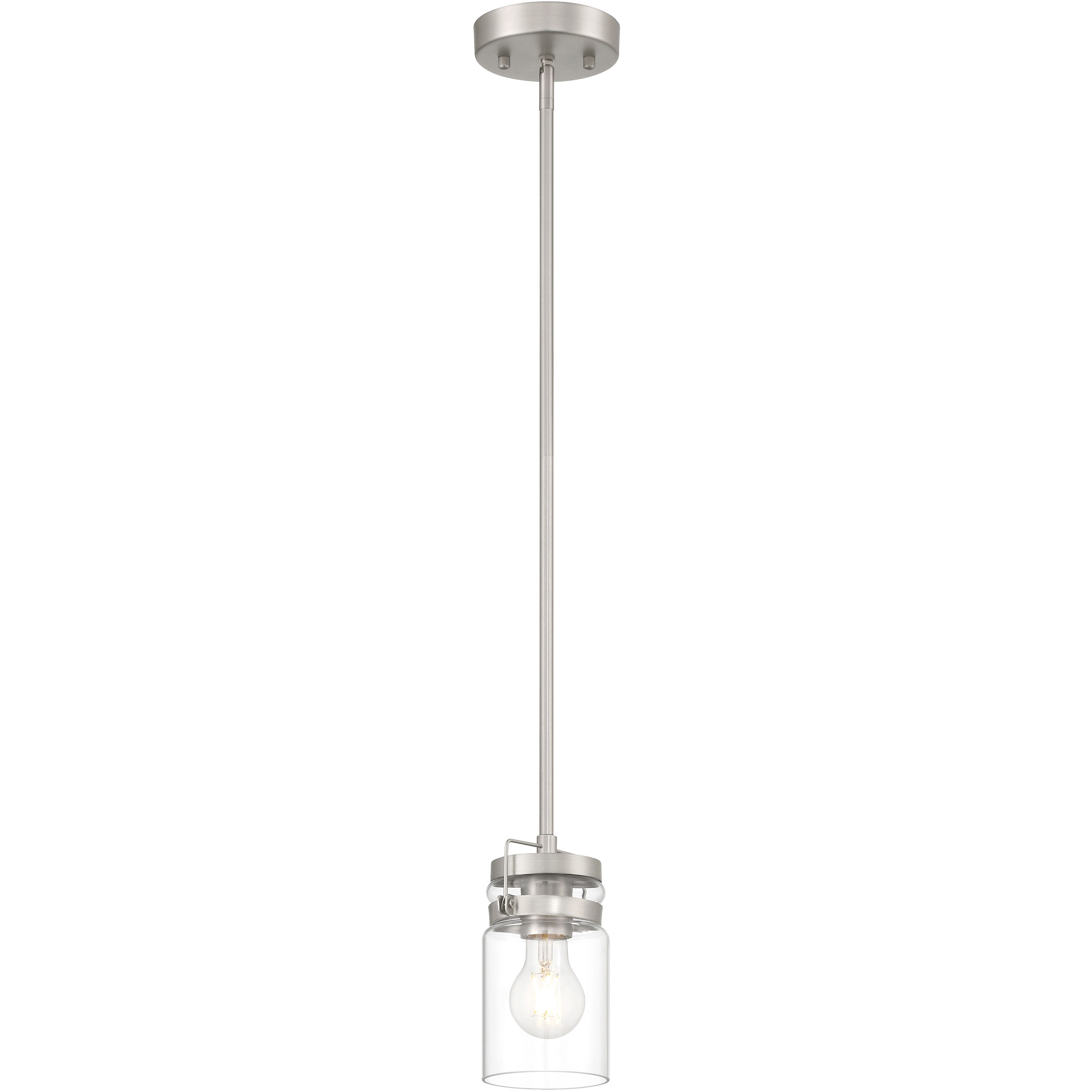 Shelby LED 4.5 inch Brushed Steel and Clear Pendant Ceiling Light