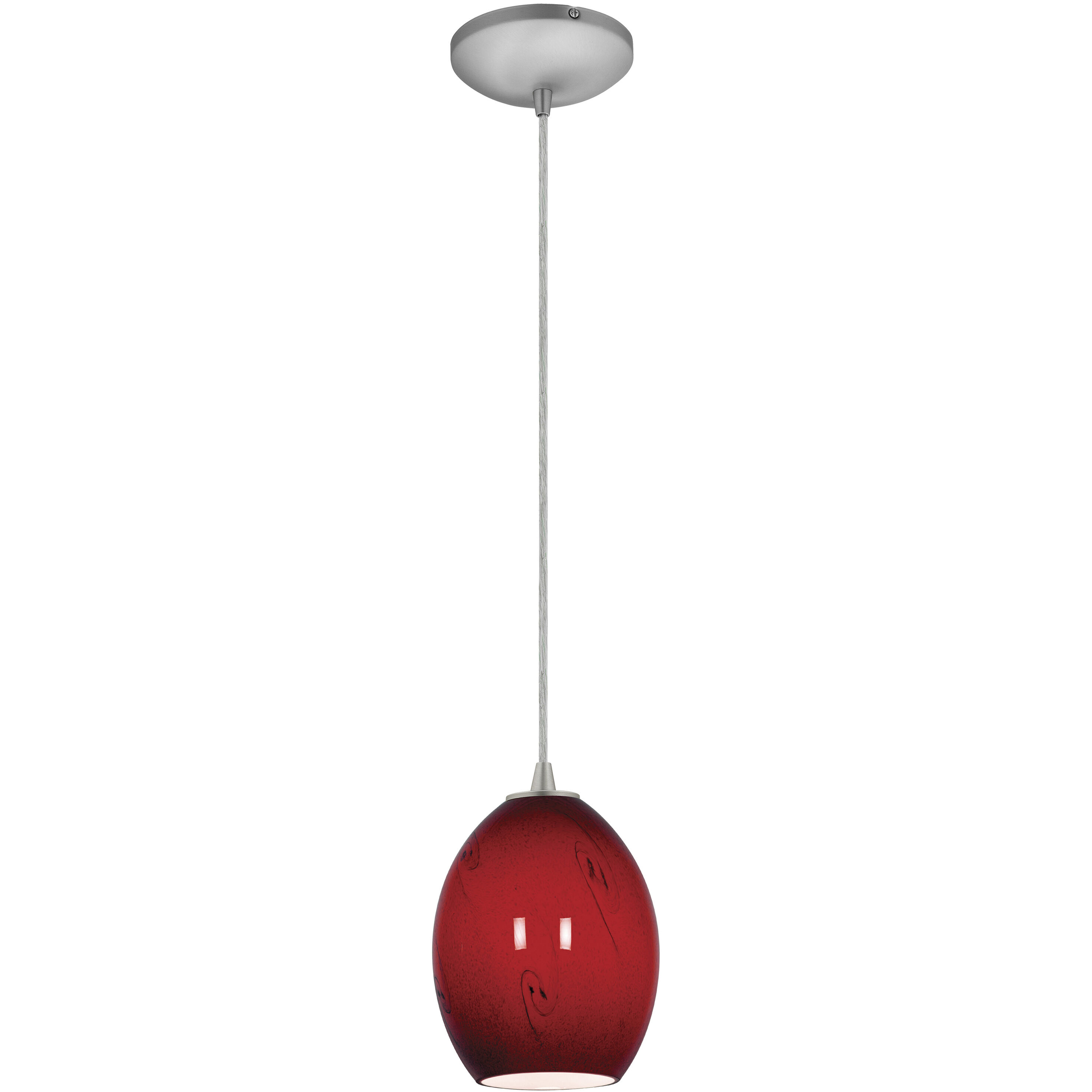 Brandy FireBird LED 6 inch Brushed Steel Pendant Ceiling Light in Red Sky