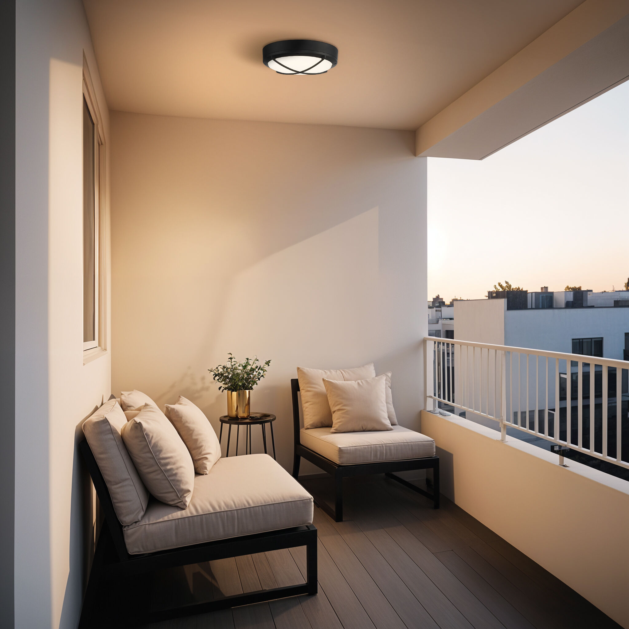 Meridian LED 11 inch Matte Black and Frosted Outdoor Flush Mount