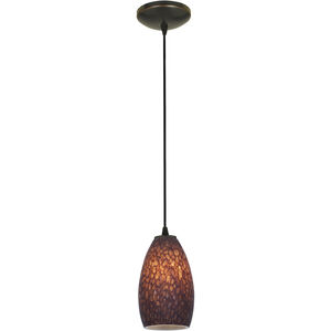 Champagne LED 5 inch Oil Rubbed Bronze Pendant Ceiling Light in Brown Stone