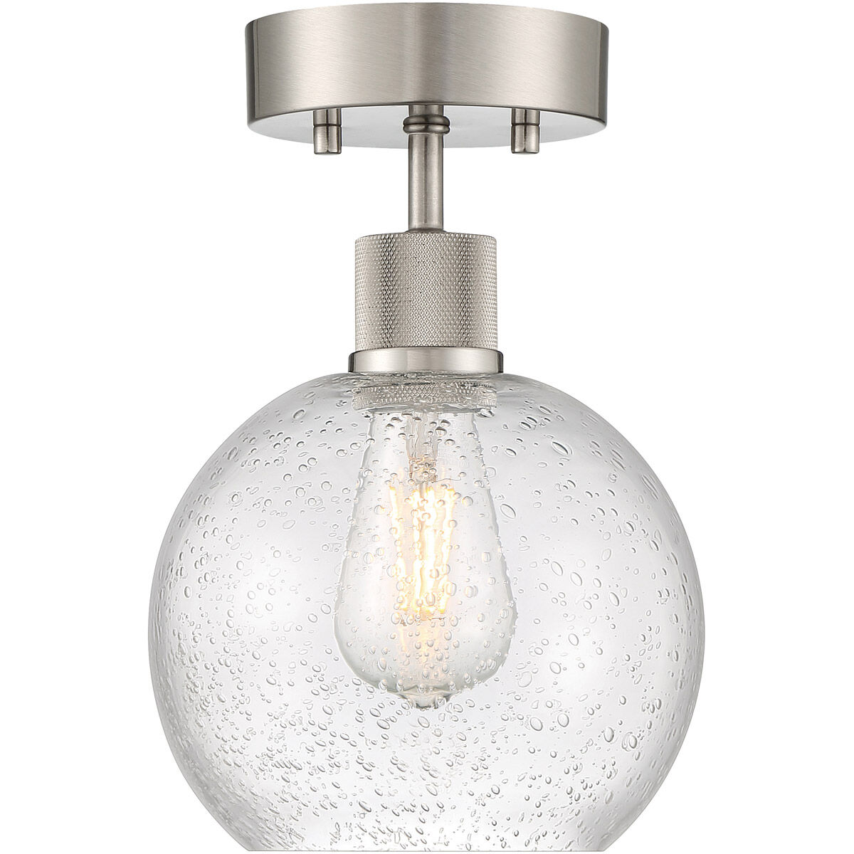 Port Nine LED 8 inch Brushed Steel Semi-Flush Ceiling Light