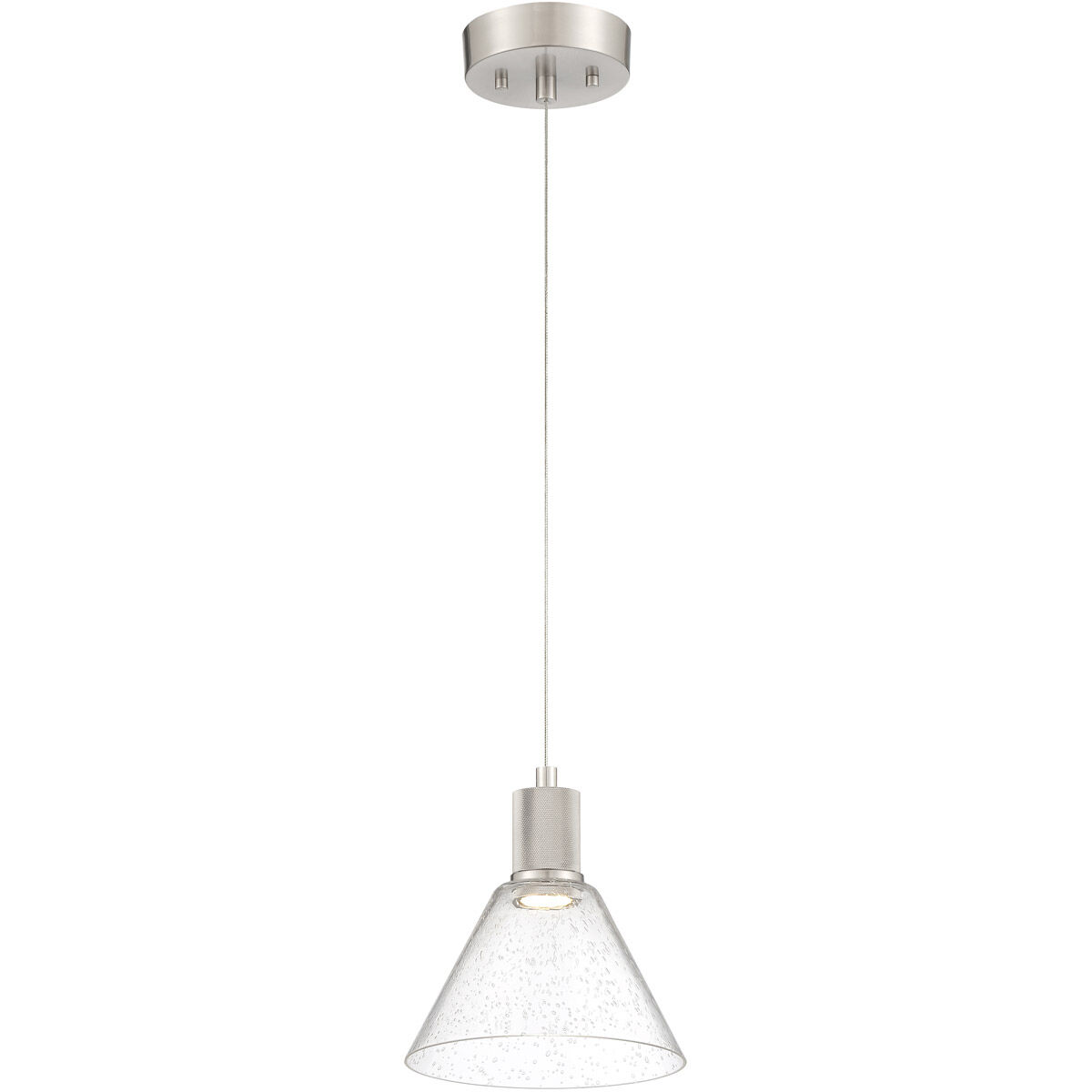 Port Nine LED 8 inch Brushed Steel Pendant Ceiling Light in Seeded