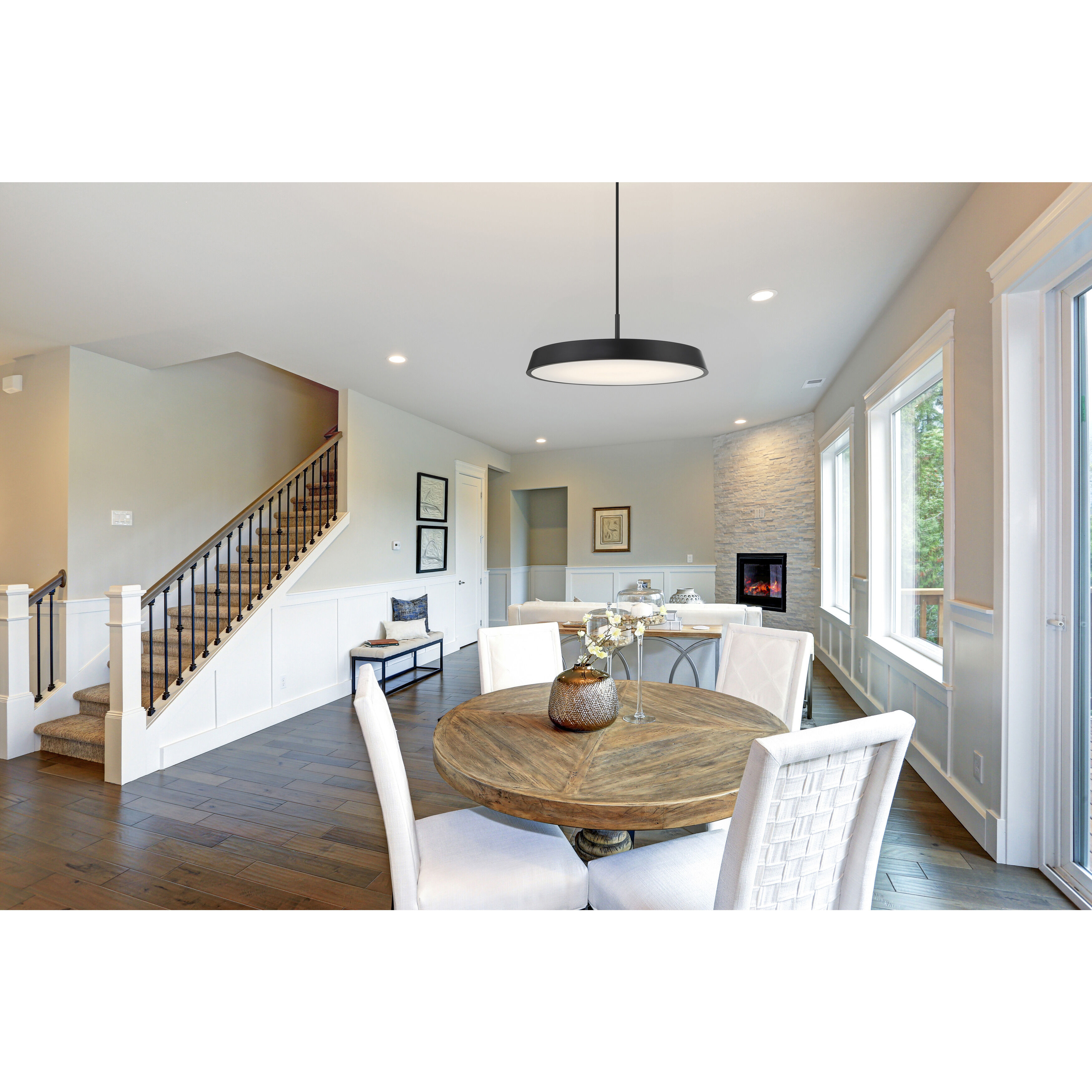 Tallinn LED 18 inch Matte Black and White Pendant Ceiling Light