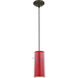Glassn Glass Cylinder 1 Light 4.75 inch Oil Rubbed Bronze Pendant Ceiling Light in Clear and Red