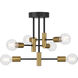 Sean 6 Light 16.25 inch Black and Antique Brushed Brass Semi Flush Ceiling Light