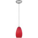 Champagne 1 Light 5 inch Brushed Steel Pendant Ceiling Light in Red, Cord