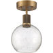 Port Nine LED 8 inch Antique Brushed Brass Semi-Flush Ceiling Light in Seeded