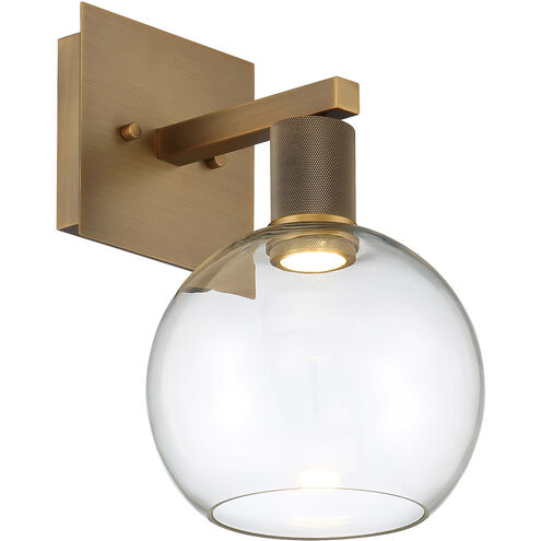 Port Nine LED 8 inch Antique Brushed Brass Wall Sconce Wall Light in Clear