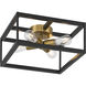 Nikki 4 Light 15 inch Black and Antique Brushed Brass Flush Mount Ceiling Light