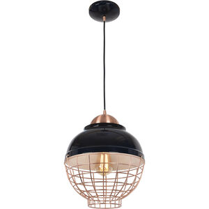 Dive LED 12 inch Shiny Black and Copper Pendant Ceiling Light