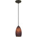 Champagne 1 Light 5 inch Oil Rubbed Bronze Pendant Ceiling Light in Brown Stone