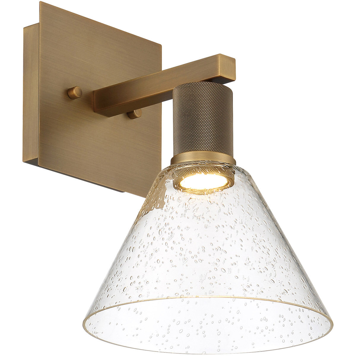 Port Nine Wall Sconce Wall Light in Seeded, Antique Brushed Brass