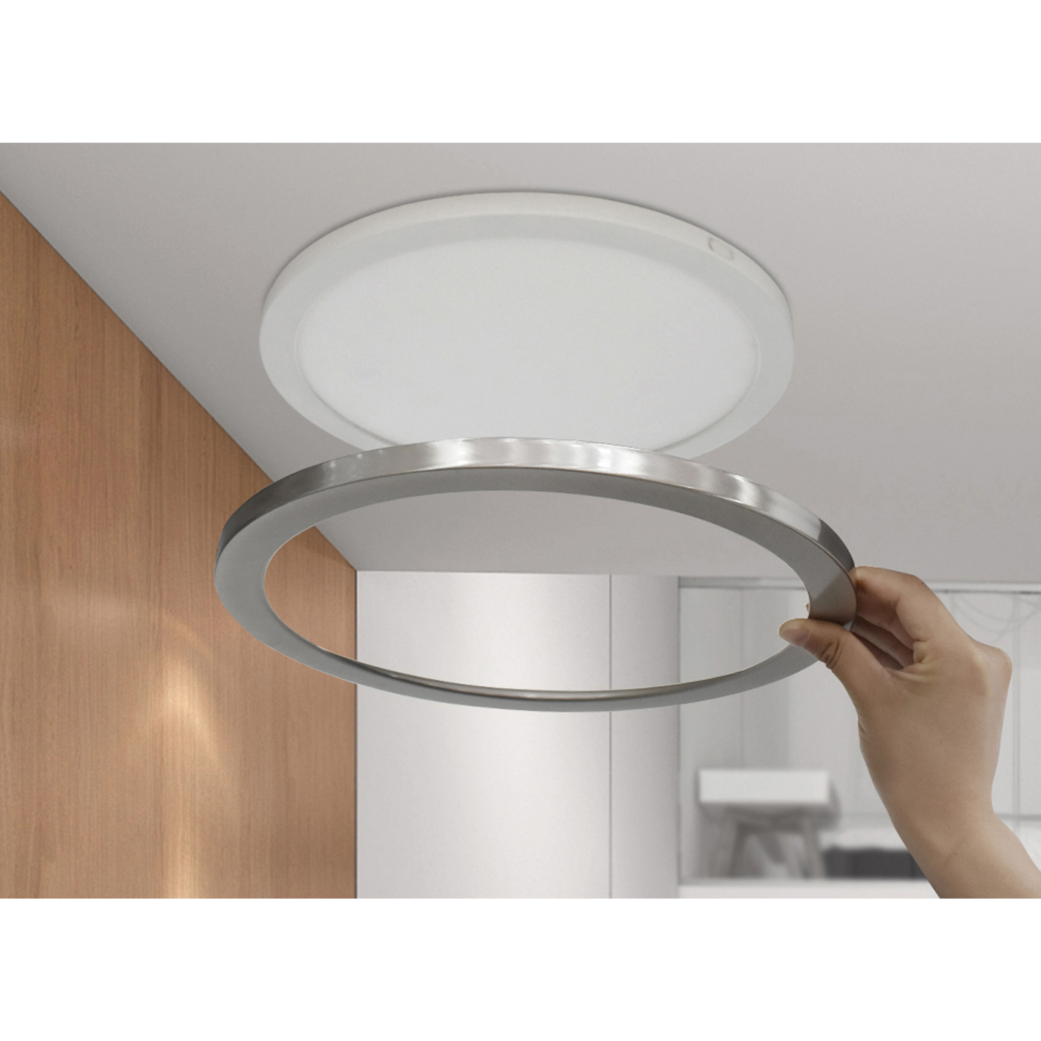ModPLUS LED 7 inch Brushed Steel Flush Mount Ceiling Light, Round