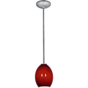 Brandy FireBird LED 6 inch Brushed Steel Pendant Ceiling Light in Red Sky