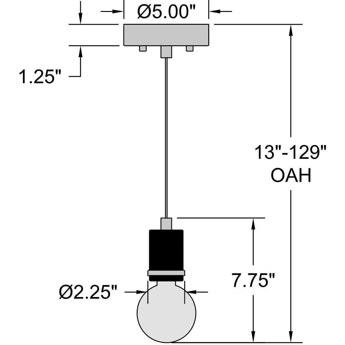 Port Nine Bare G40 LED 2.25 inch Brushed Steel Pendant Ceiling Light