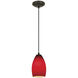 Champagne LED 5 inch Oil Rubbed Bronze Pendant Ceiling Light in Red