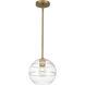 Swirl 1 Light 8.5 inch Antique Brushed Brass Pendant Ceiling Light