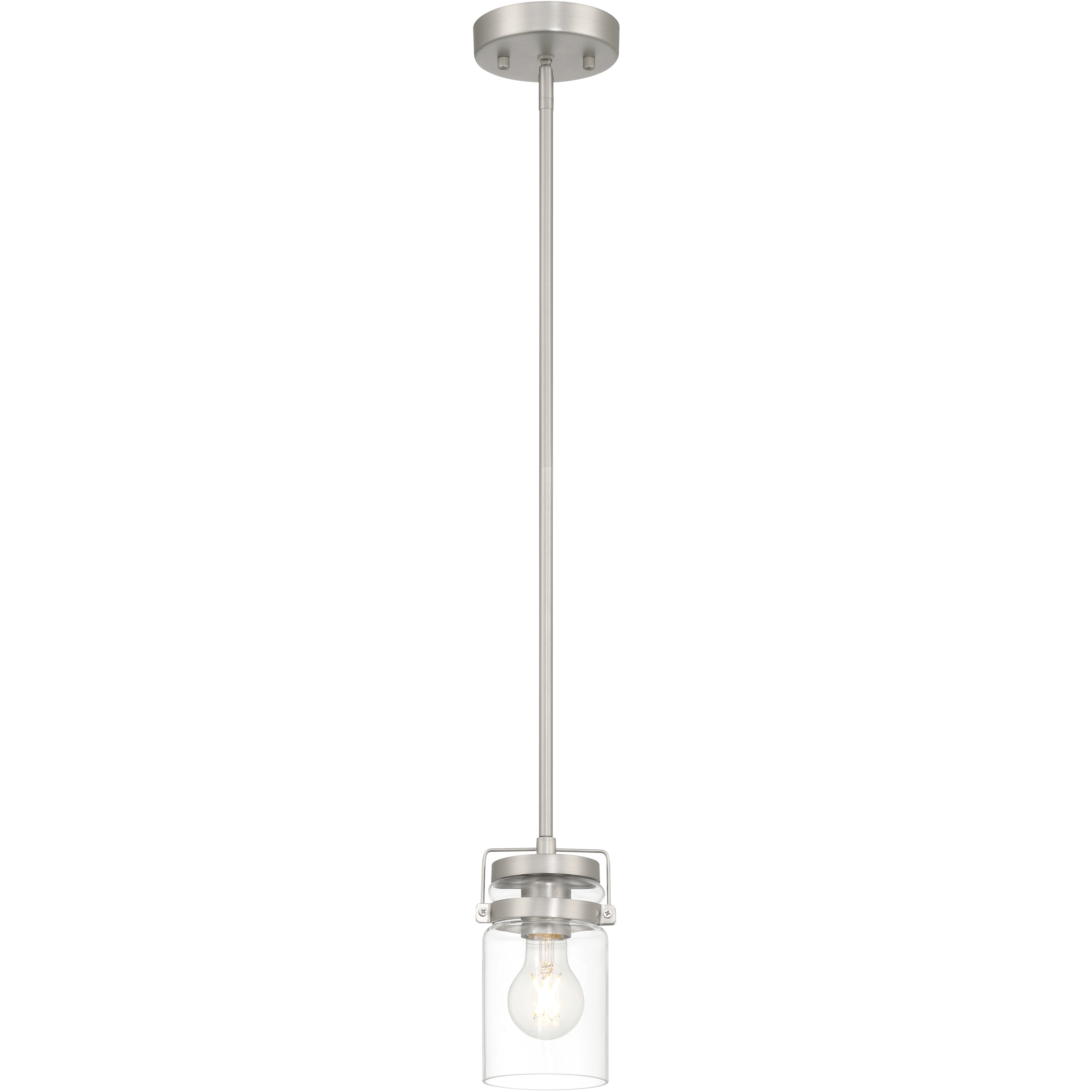 Shelby LED 4.5 inch Brushed Steel and Clear Pendant Ceiling Light