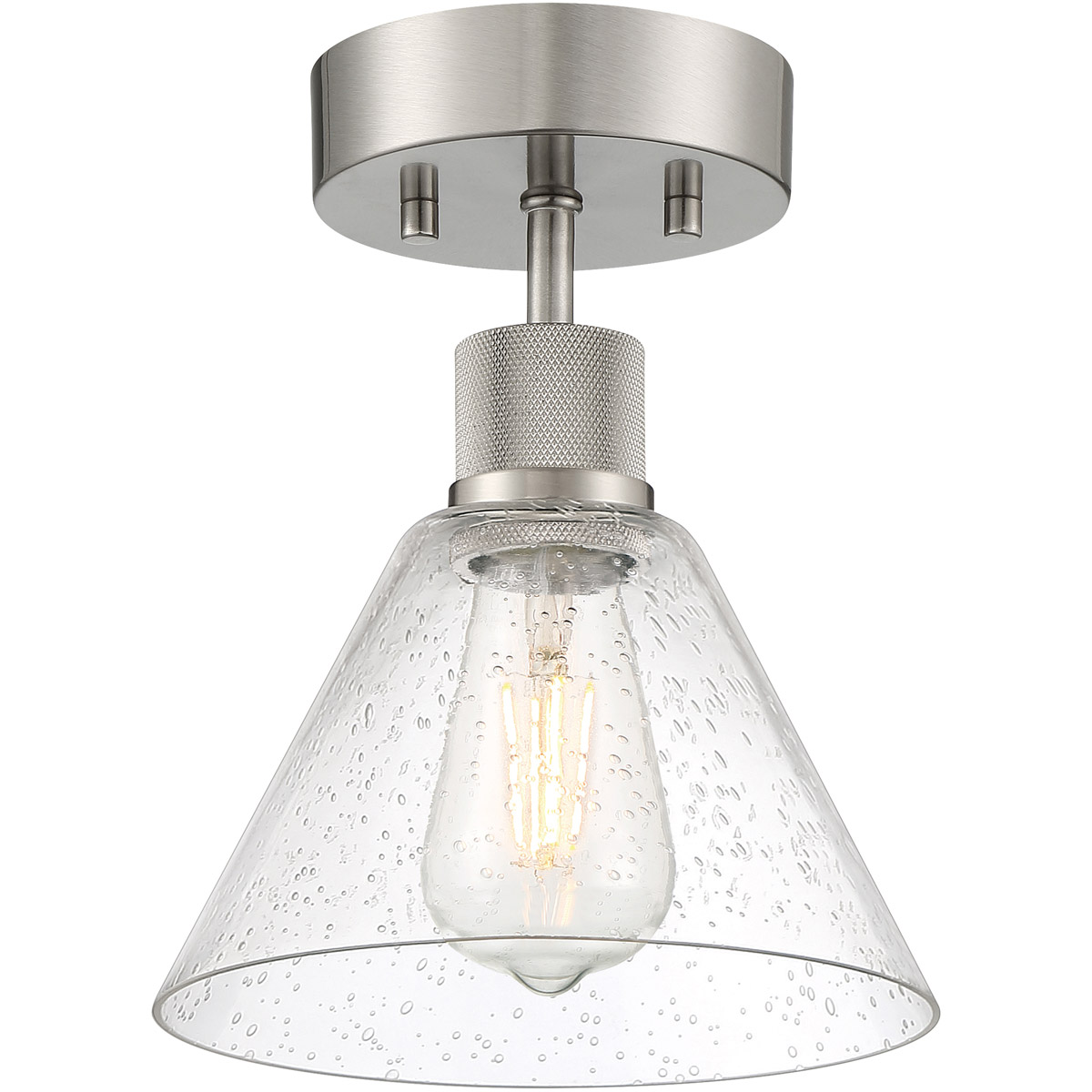 Port Nine LED 8 inch Brushed Steel Semi-Flush Ceiling Light