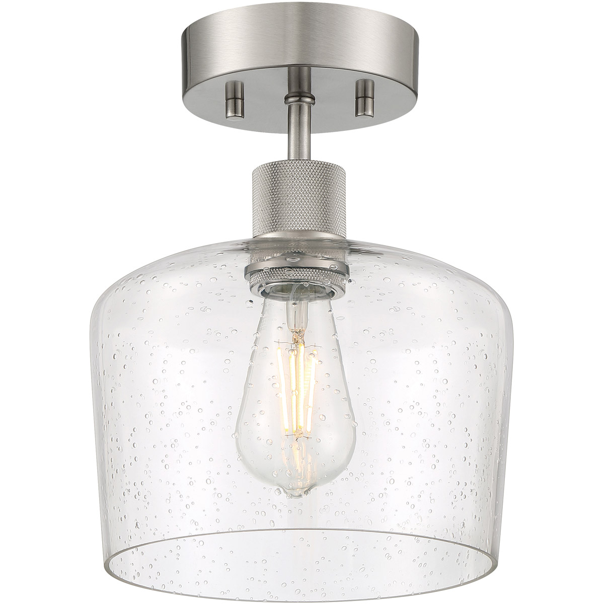 Port Nine LED 9 inch Brushed Steel Semi-Flush Ceiling Light