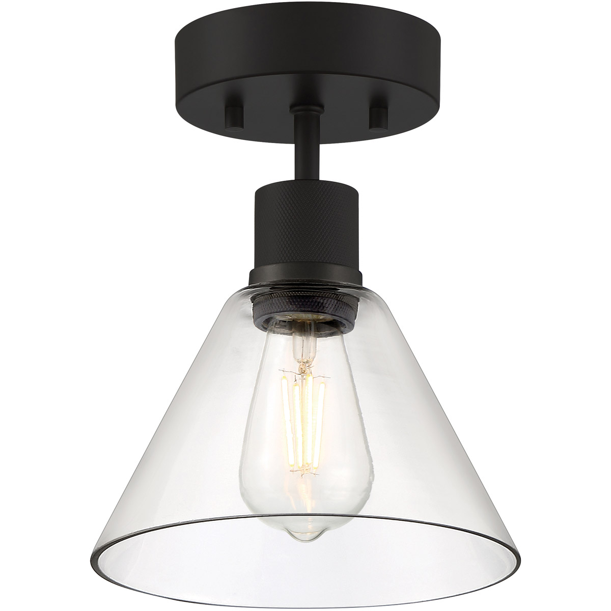 Port Nine LED 8 inch Matte Black Semi-Flush Ceiling Light