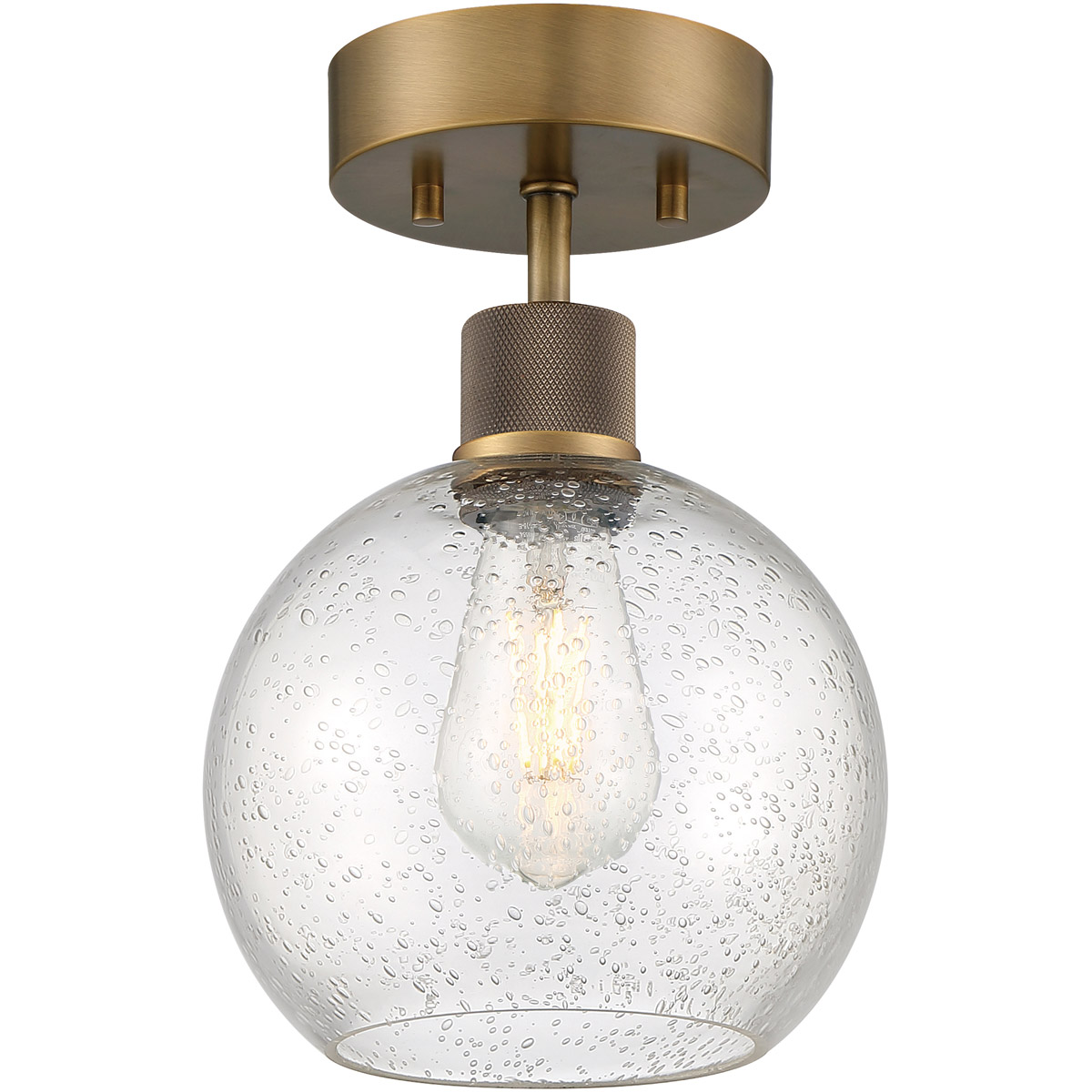 Port Nine LED 8 inch Antique Brushed Brass Semi-Flush Ceiling Light