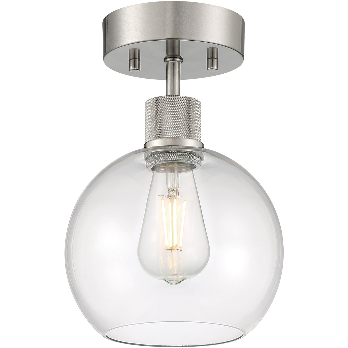 Port Nine LED 8 inch Brushed Steel Semi-Flush Ceiling Light