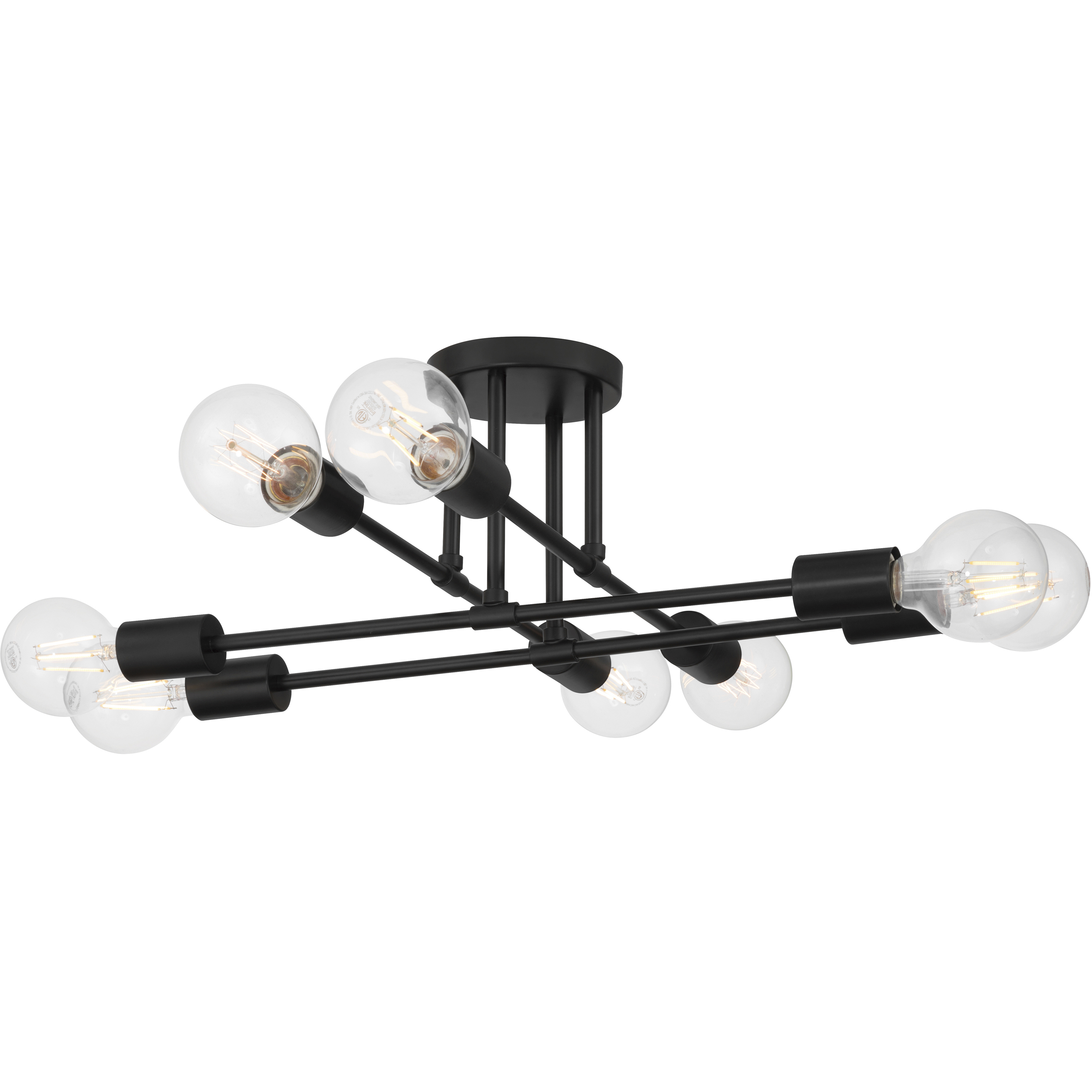 Nova 8 Light 20 inch Matte Black Semi Flush Ceiling Light