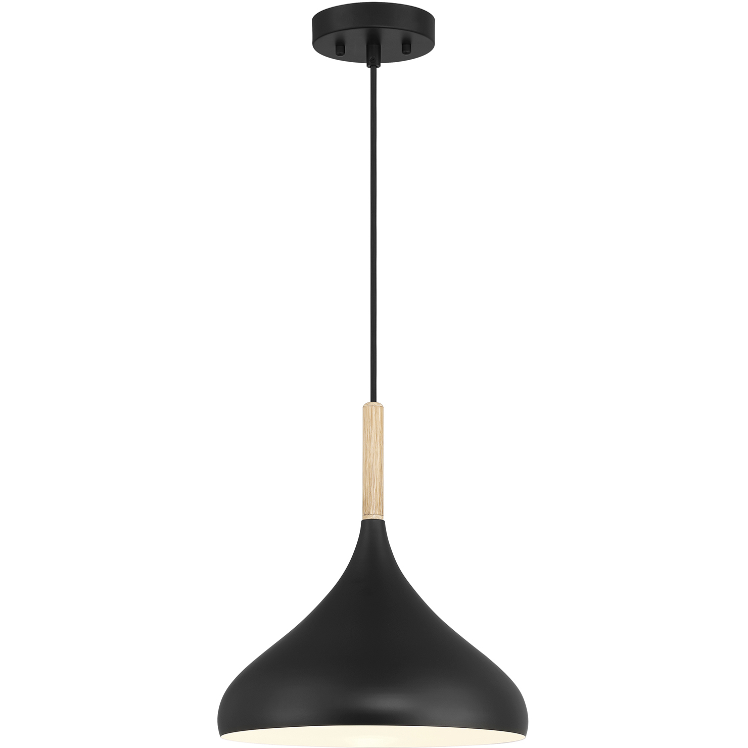 Access 52086 BL WGN Olivia LED 13 inch White and Natural Pendant Ceiling Light in Black